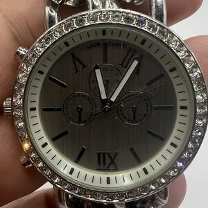Accutime‎ Women's Watch Rhinestone Bezel Chain Link Bracelet Quartz